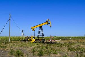 Pumping unit as the oil pump installed on a well photo