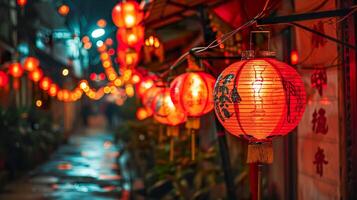 AI generated Chinese New Year Lanterns, Vibrant Celebration in Chinatown photo