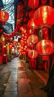 AI generated Chinese New Year Lanterns, Vibrant Celebration in Chinatown photo