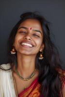 AI generated Smiley Indian Woman, Radiating Joy in a Medium Shot photo