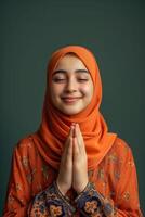 AI generated Smiling Islamic Girl, Capturing Cultural Diversity and Joy photo