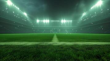 ai generado Noche fútbol, creativo concepto de un vacío estadio foto