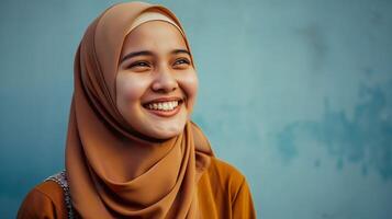 AI generated Smiling Islamic Girl, Capturing Cultural Diversity and Joy photo