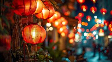 AI generated Chinese New Year Lanterns, Vibrant Celebration in Chinatown photo