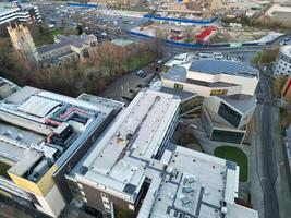 High Angle View of Central Luton City of England UK during Sunset Time. December 1st, 2023 photo