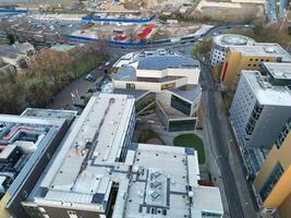 High Angle View of Central Luton City of England UK during Sunset Time. December 1st, 2023 photo