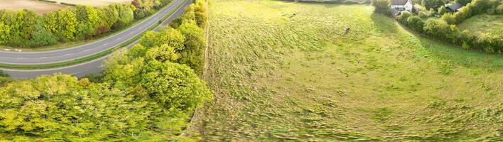 Aerial Panoramic View of Beautiful Countryside Landscape of Bedfordshire, England. United Kingdom. photo