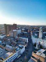 High Angle View of Central Luton City of England UK during Sunset Time. December 1st, 2023 photo