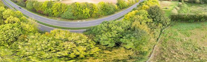 Aerial Panoramic View of Beautiful Countryside Landscape of Bedfordshire, England. United Kingdom. photo