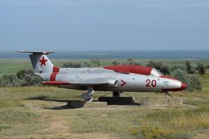 Museum copy of the aircraft. Monument of fighter aircraft. photo