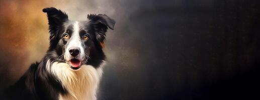 AI generated Purebred purebred beautiful border collie dog breed, background nature isolate. photo