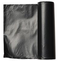 Roll of black plastic bags on isolated background photo