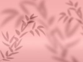 Pink background with a shadow from a branch with leaves, a place for displaying items, advertising and promotion photo