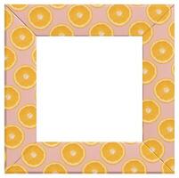 Square pink wall frame with orange slice pattern, wall decor photo