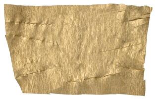 Crumpled piece of brown paper on isolated background photo