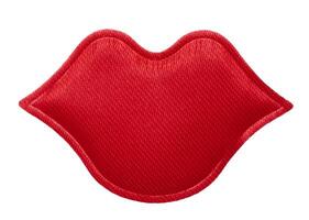 Red textile lips on isolated background photo