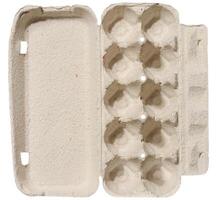 Recycled egg carton on isolated background, storage photo