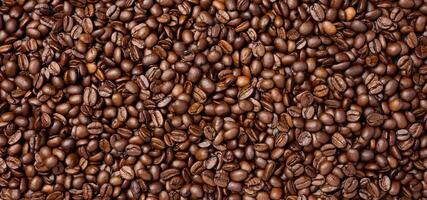 Scattered roasted coffee beans, full frame photo