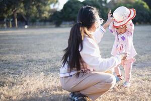 Mother and Daughter Enjoying Sport Activity Outdoors. photo