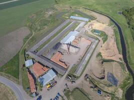 Top view of a small factory for firing bricks. photo