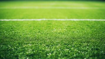 AI generated green grass football field close up photo