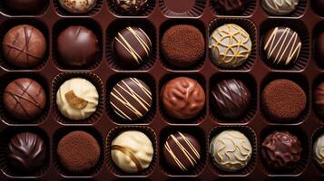 AI generated chocolates in box with different style photo