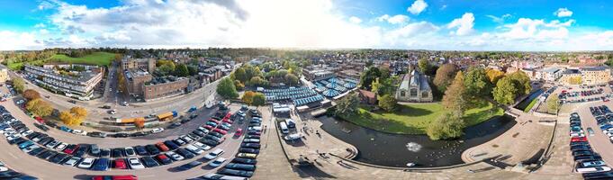 Aerial Panoramic View of Central Hitchin City of England United Kingdom. October 28th, 2023 photo