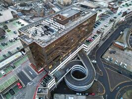 High Angle View of Central Luton City of England UK during Sunset Time. December 1st, 2023 photo