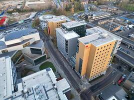 High Angle View of Central Luton City of England UK during Sunset Time. December 1st, 2023 photo