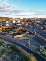 High Angle View of Central Luton City of England UK during Sunset Time. December 1st, 2023 photo