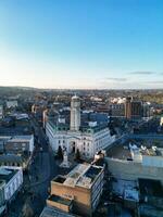 High Angle View of Central Luton City of England UK during Sunset Time. December 1st, 2023 photo