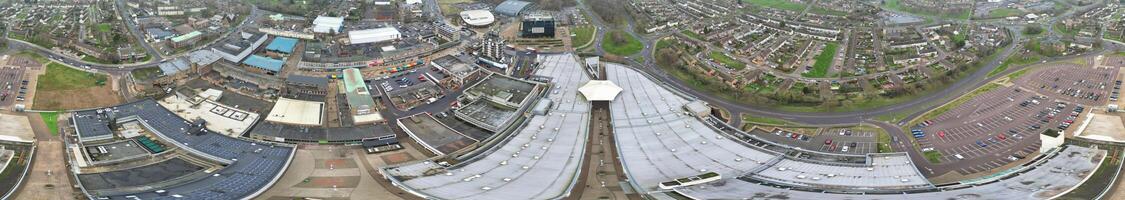 Aerial Panoramic View of Corby Town of England United Kingdom During Cloudy and Rainy Weather of Winter. January 11th, 2024 photo