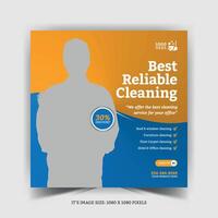 House cleaning services social media post template design. Creative square ad design. vector