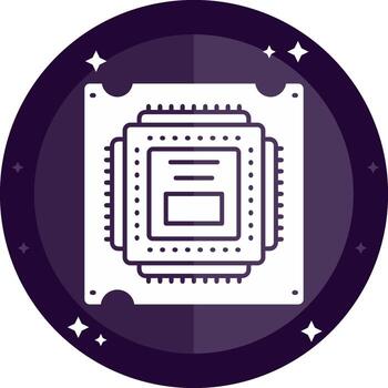 procesador sólido insignias icono vector