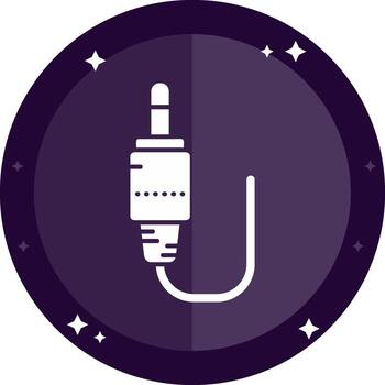 audio cable sólido insignias icono vector