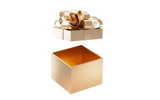 Opening golden gift box, 3d rendering. photo