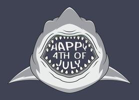 aggressive shark head, Shark with open mouth, Shark Independence Day, 4th of July, independence day vector