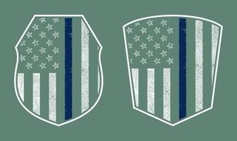 Set of cops thin blue lines, Shield with Flag, , USA grunge thin blue line police flag t-shirt design vector