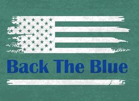 espalda el azul, americano bandera, Delgado azul línea policía oficial americano bandera camiseta vector