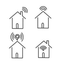 hand drawn doodle house with wifi signal illustration vector