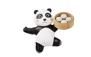 Cartoon panda and Chinese food baozi, 3d rendering. photo