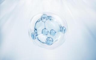 Molecule and water bubble, 3d rendering. photo