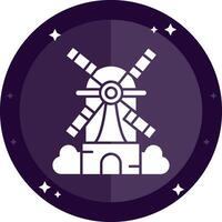 Windmill Solid badges Icon vector