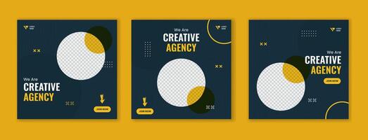 Modern business social media post template, editable square post bundle, set of minimal corporate online carousel vector