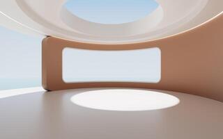 Round room with creative geometries, 3d rendering. photo
