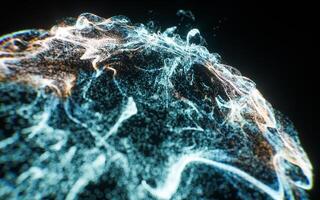 Abstract flowing wave particles background, 3d rendering. photo