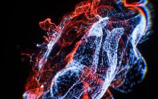 Abstract flowing wave particles background, 3d rendering. photo