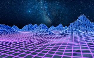 Digital space with glowing lines, 3d rendering. photo