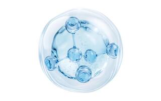molécula y agua burbuja, 3d representación. foto