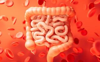 Intestinal tract with digestive health concept, 3d rendering. photo